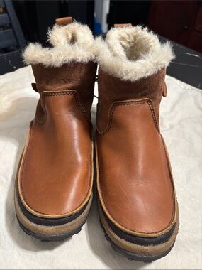 Merrell Chestnut Brown Leather Shearling Winter Ankle Boots
